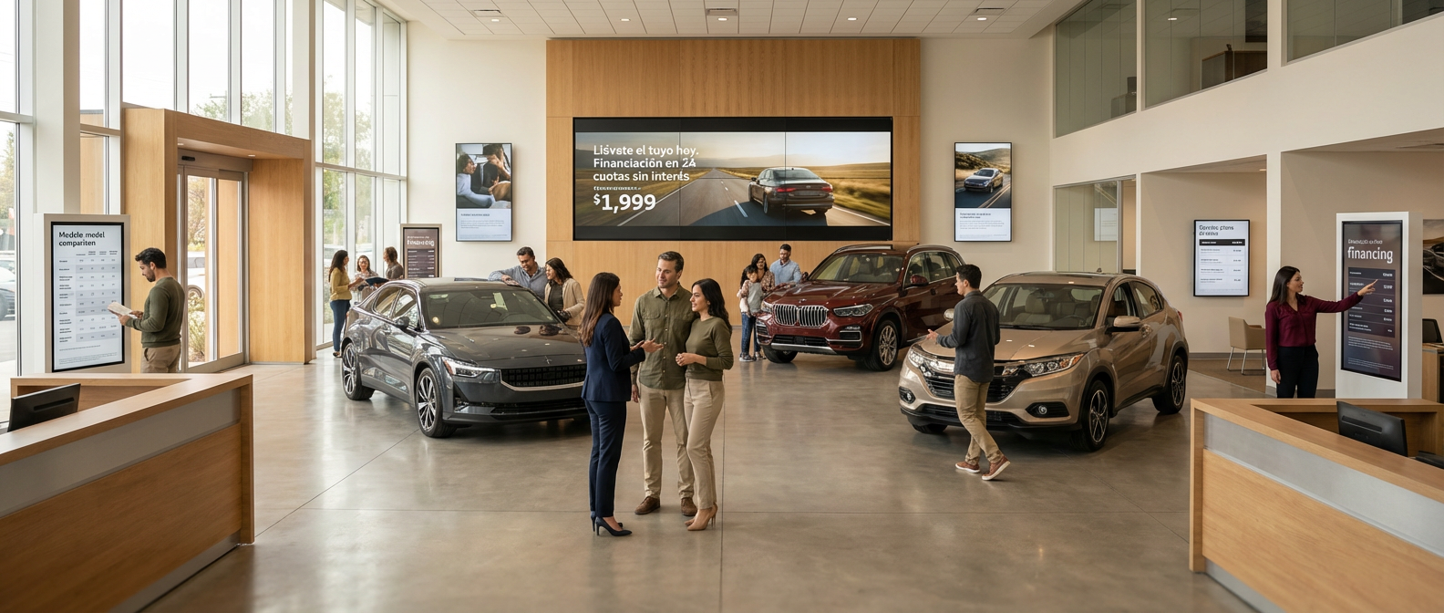 Cartelería digital en empresas: por qué muchas pantallas no convierten 2 Cartelería digital en empresas — pantalla en espacio corporativo de alto tránsito