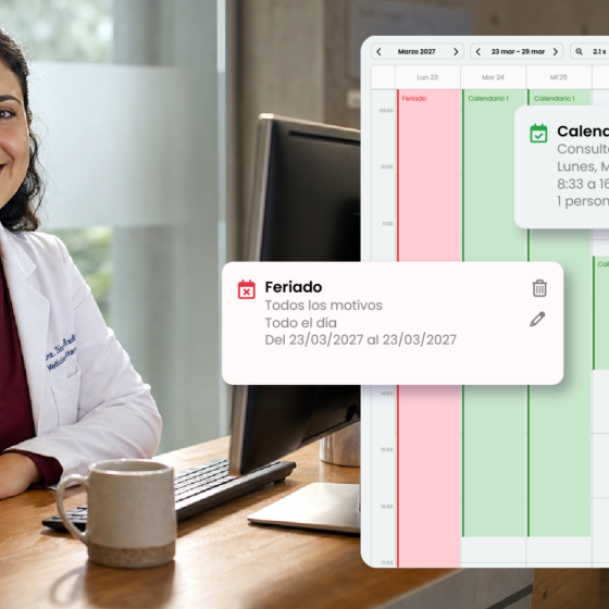 Agenda médica por profesional: cómo escalar la gestión de turnos sin sobrecargar al equipo 1 Agenda médica por profesional — médico gestionando disponibilidad en sistema de turnos Woxi