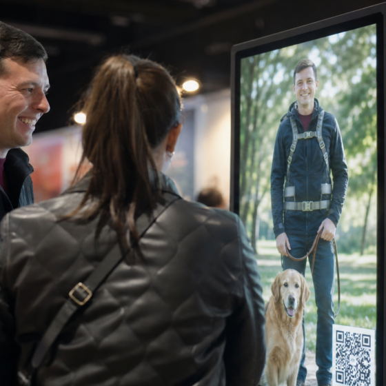 Cartelería digital interactiva para pet shop: cómo convertir cada sucursal en experiencia de marca 3 Cartelería digital interactiva para pet shop — tótem Woxi Adaptive Experience en Expo Veterinarias 2026