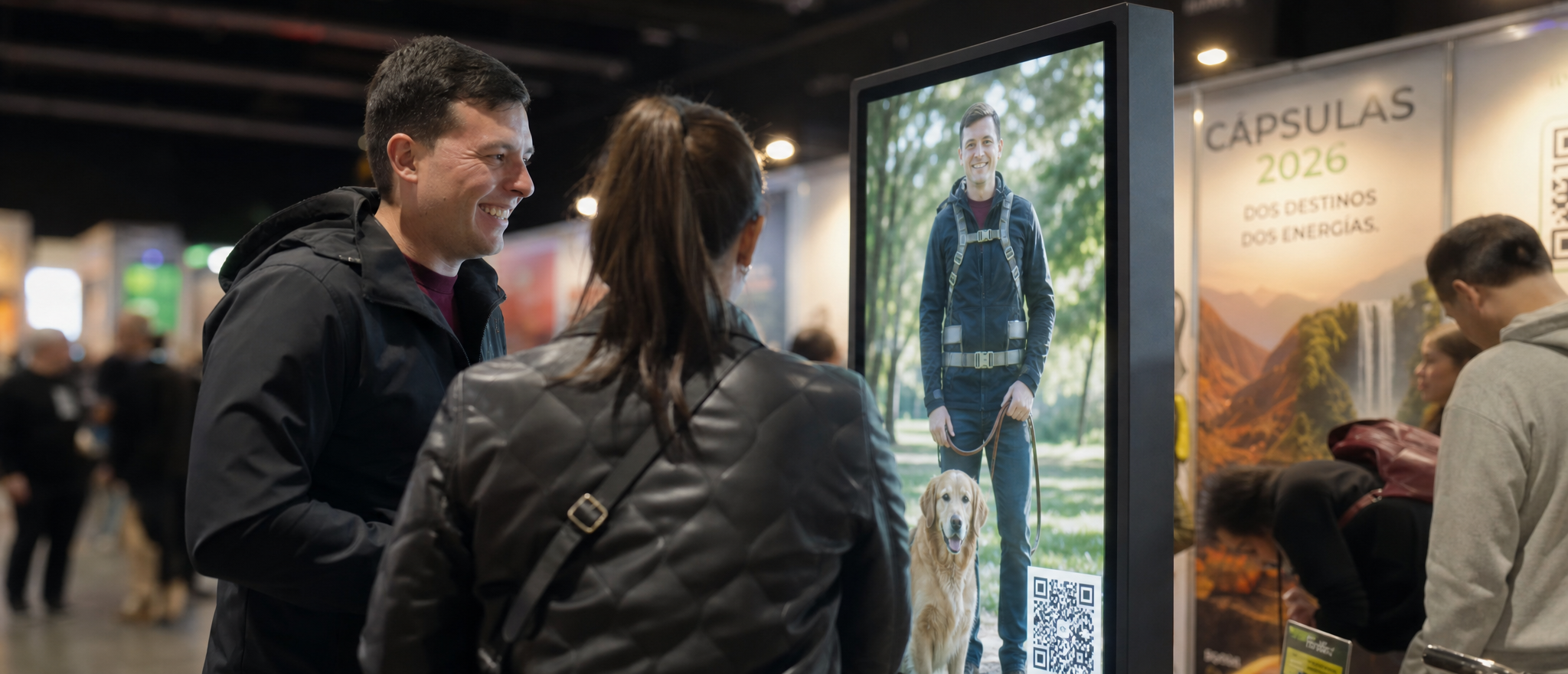 Cartelería digital interactiva para pet shop: cómo convertir cada sucursal en experiencia de marca 1 Cartelería digital interactiva para pet shop — tótem Woxi Adaptive Experience en Expo Veterinarias 2026